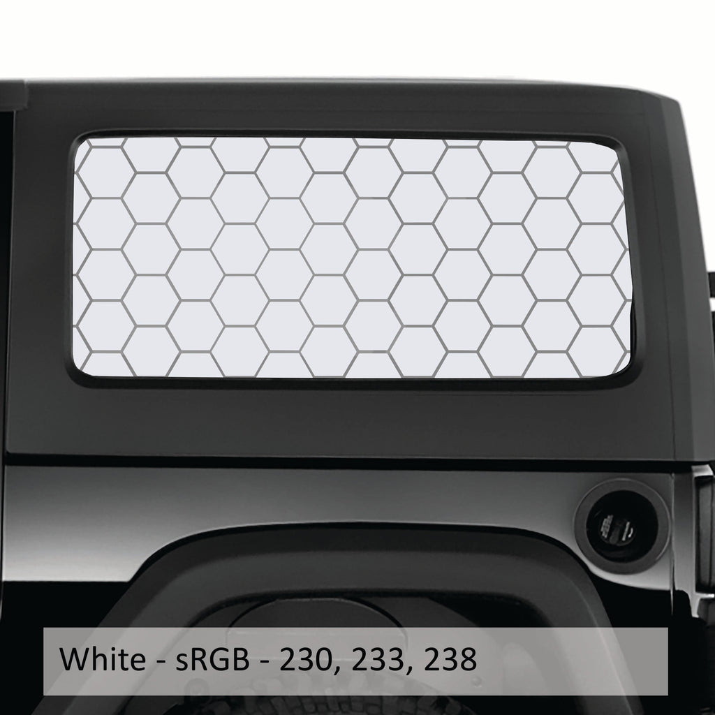 Honeycomb Hex Mesh Pattern Hardtop Window Decal Set - Fits Jeep Wrangler JKU 2007 - 2018