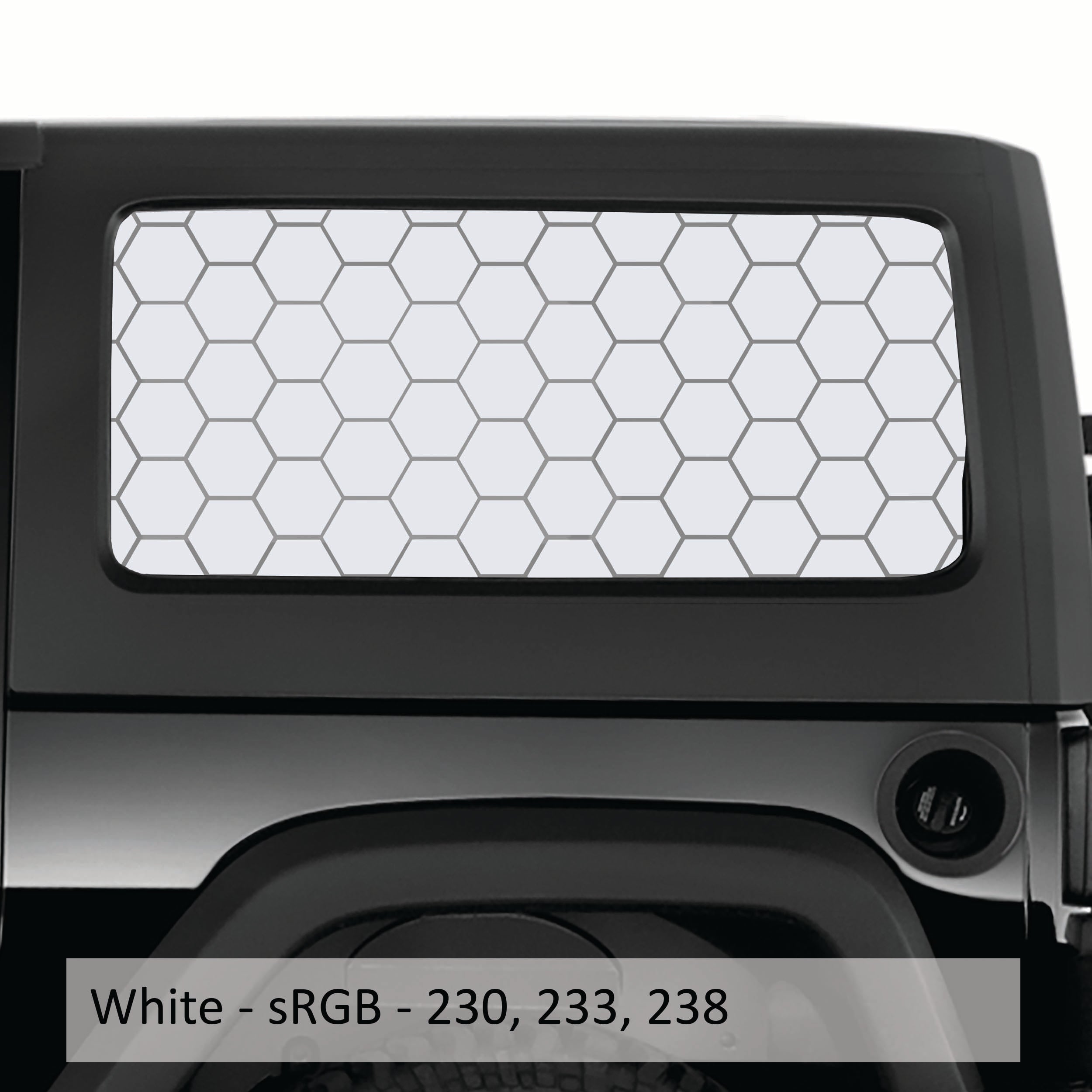 Honeycomb Hex Mesh Pattern Hardtop Window Decal Set - Fits Jeep Wrangler JKU 2007 - 2018