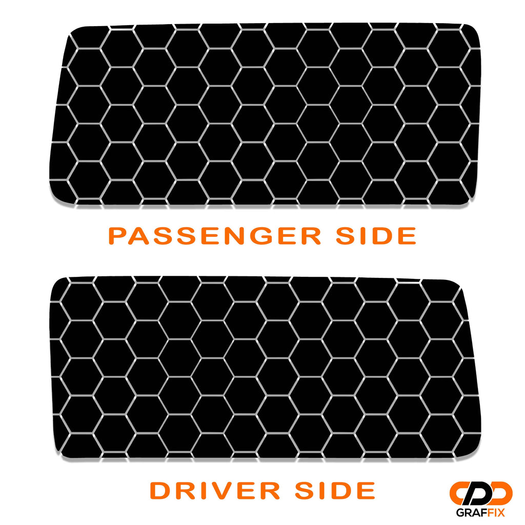 Honeycomb Hex Mesh Pattern Hardtop Window Decal Set - Fits Jeep Wrangler JKU 2007 - 2018
