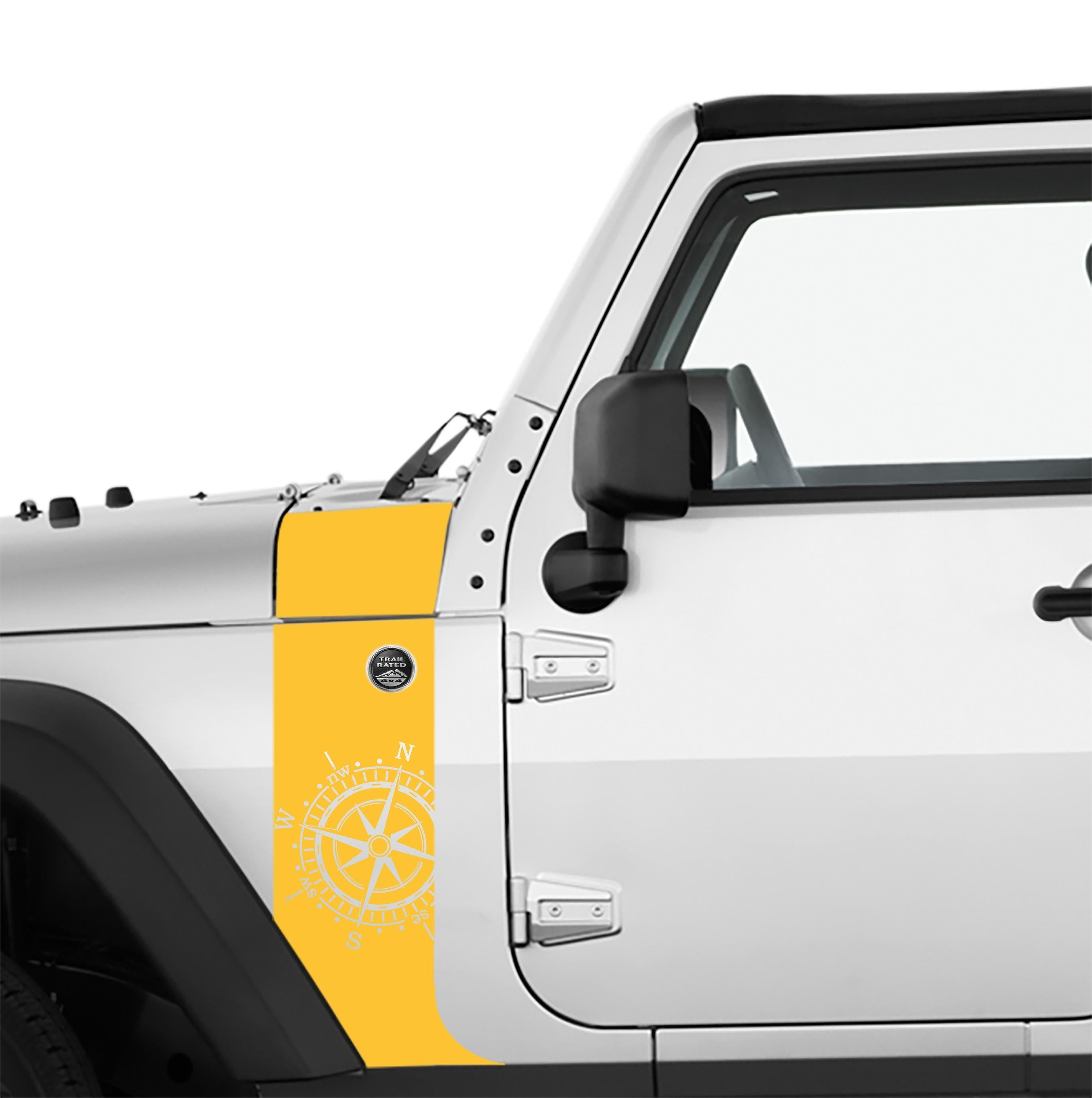 JK/JKU Nautical Compass Hood Cowl & Fender Stripe Graphic Vinyl Decal Kit x2 (Pair)
