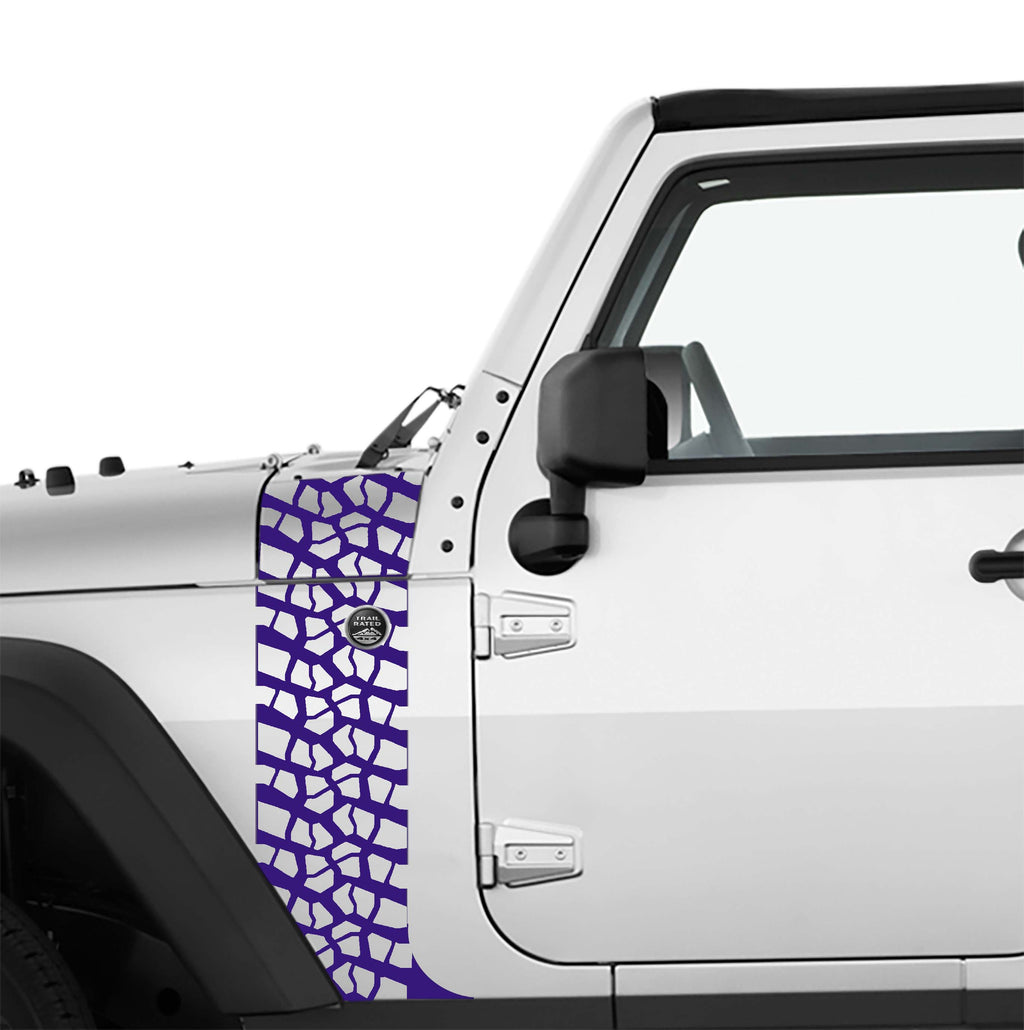 JK/JKU Tire Track Hood Cowl & Fender Stripe Graphic Waterproof Vinyl Decal Kit x2 (Pair)