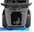 Black scorpion blackout hood vinyl decal on grey Jeep Wrangler JK JKU hood viewed from above