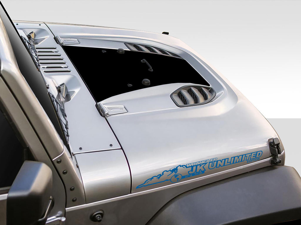 JK/JKU Unlimited Mountain Waterproof Hood Vinyl Decal Set x2 (Pair)