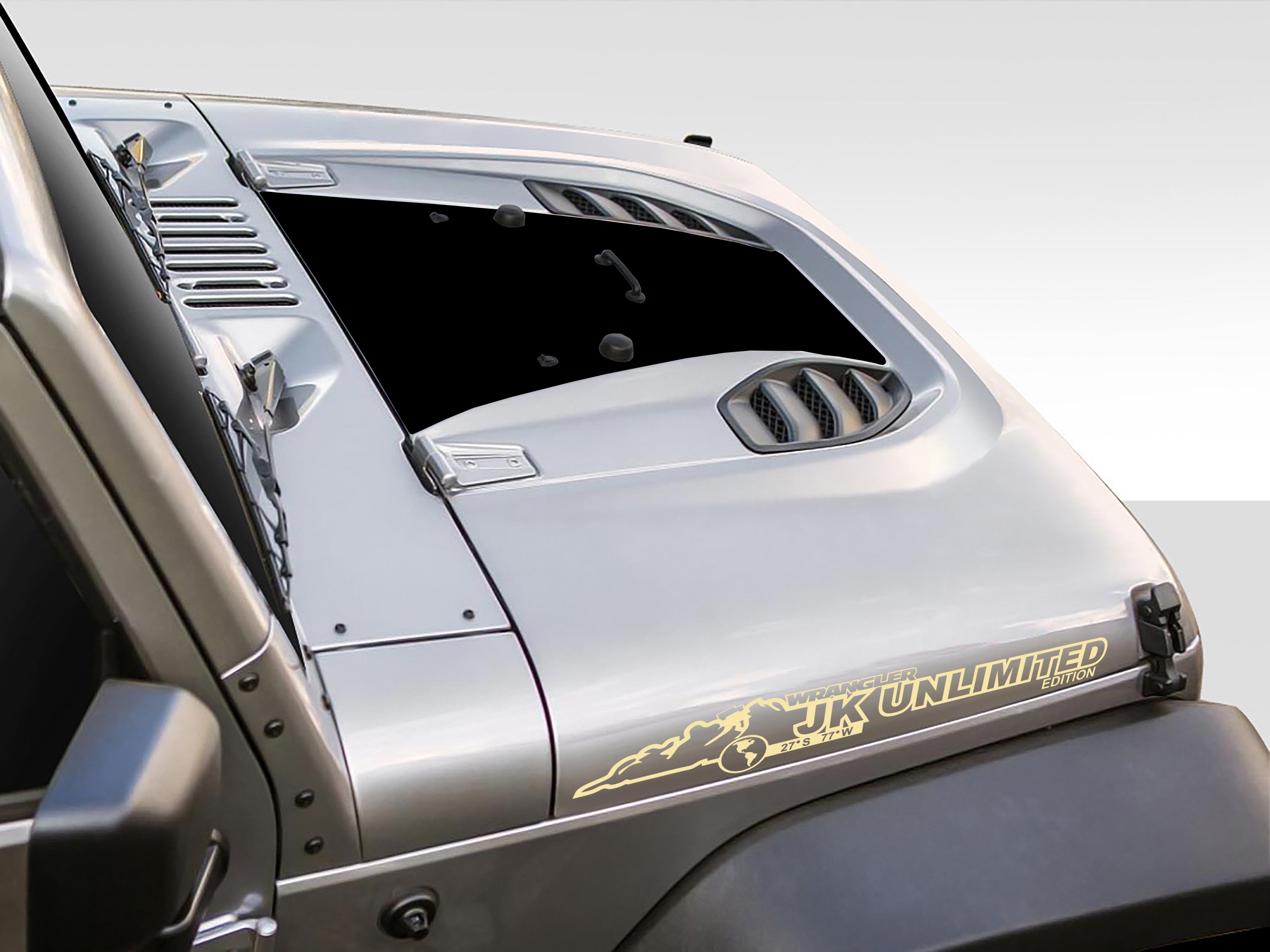 JK/JKU Unlimited Mountain Waterproof Hood Vinyl Decal Set x2 (Pair)
