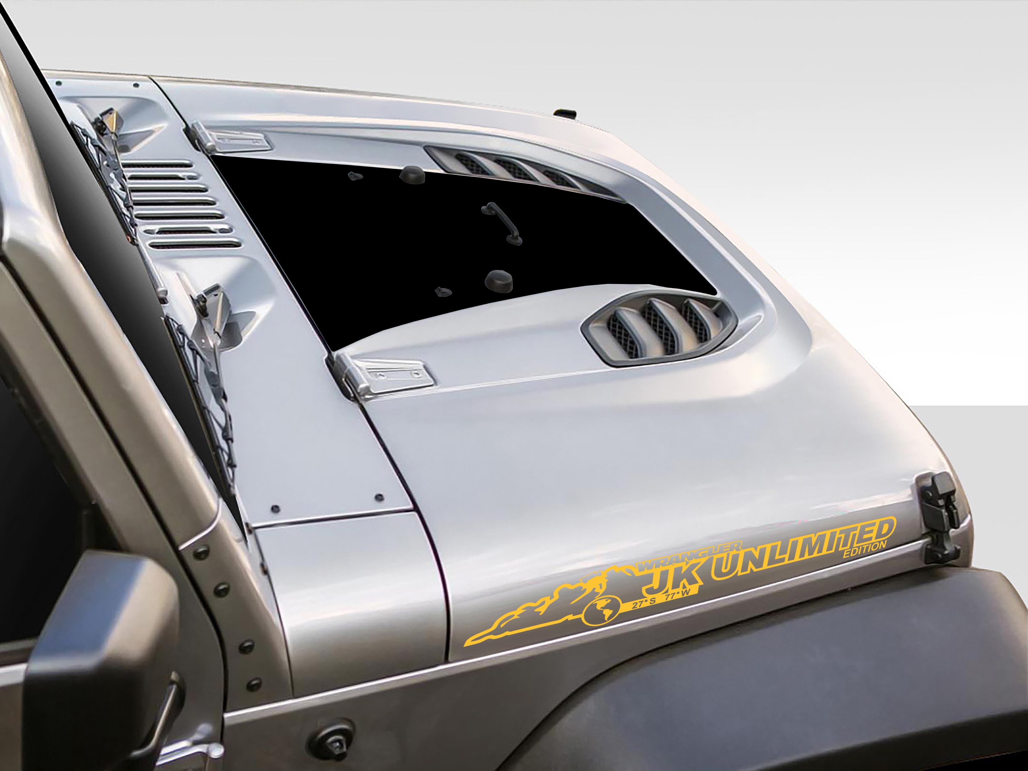 JK/JKU Unlimited Mountain Waterproof Hood Vinyl Decal Set x2 (Pair)