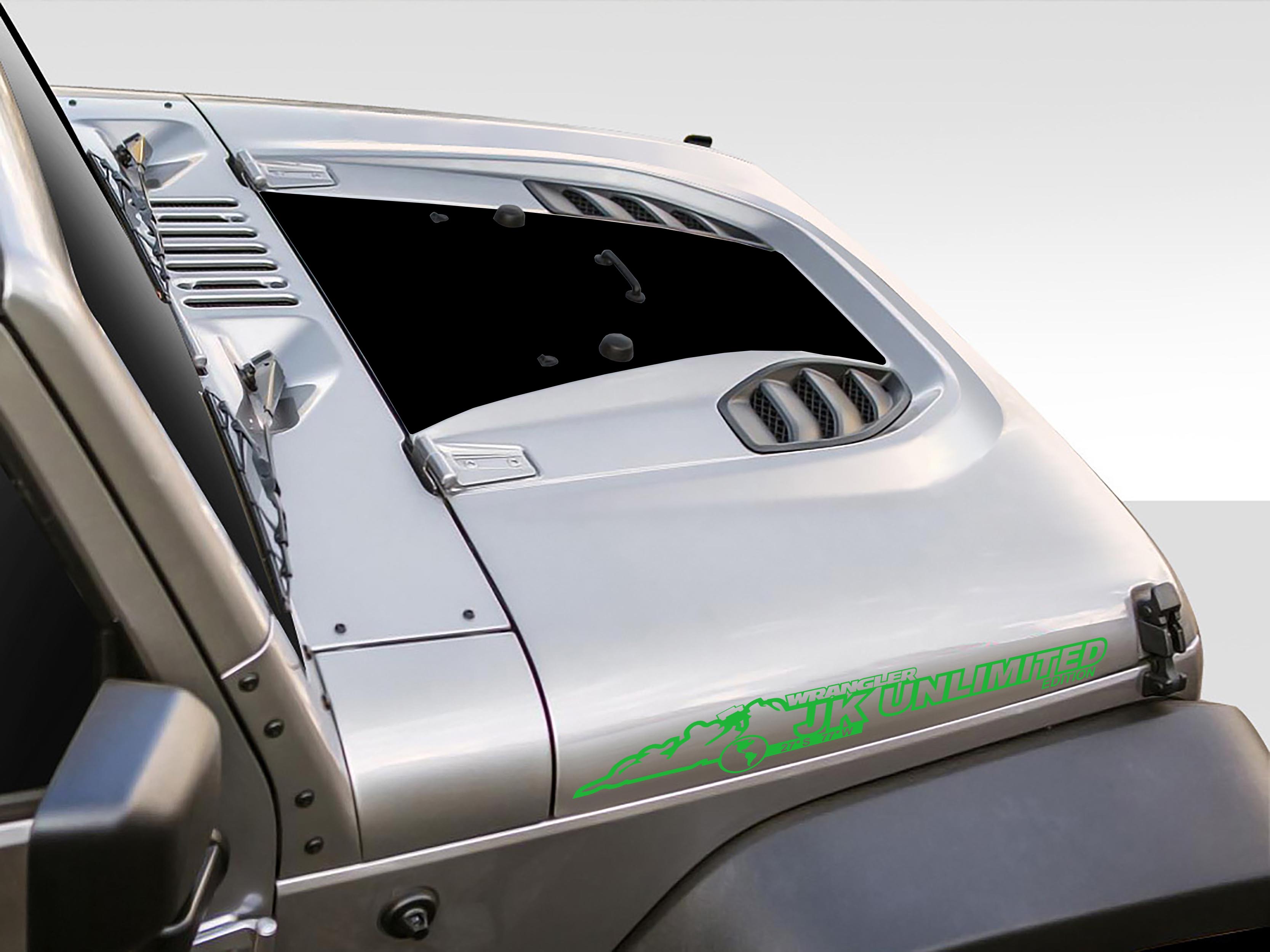 JK/JKU Unlimited Mountain Waterproof Hood Vinyl Decal Set x2 (Pair)