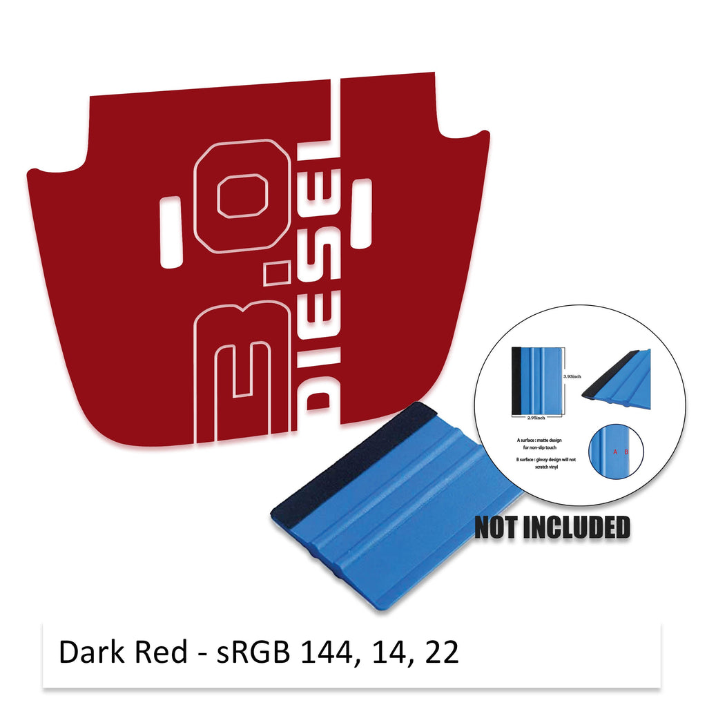 Dark red 3.0 Diesel center hood vinyl decal shaped for 2018 plus Jeep JL JT Sport Sahara Willys hoods