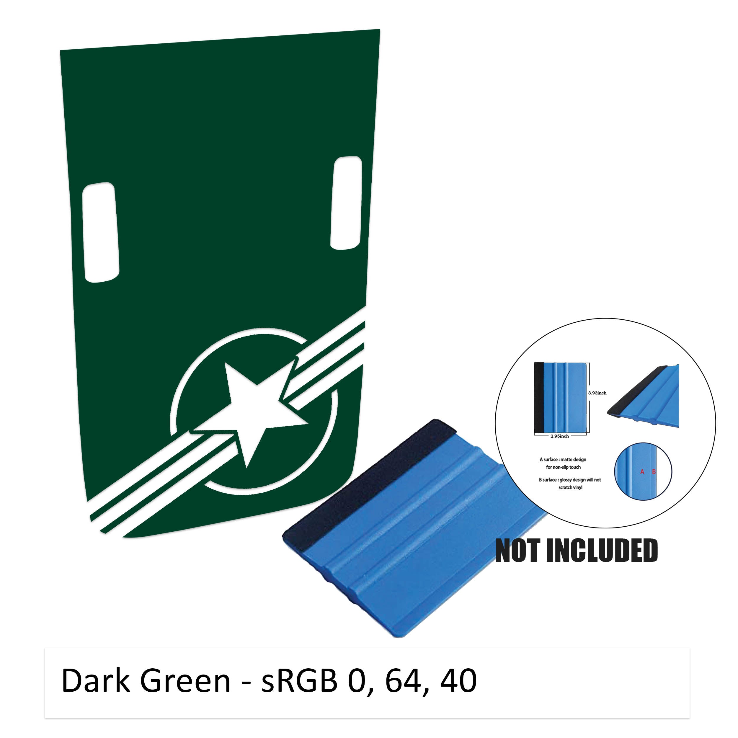 Dark green corner Rubicon hood decal featuring US roundel v2 design with washer cutouts and color reference
