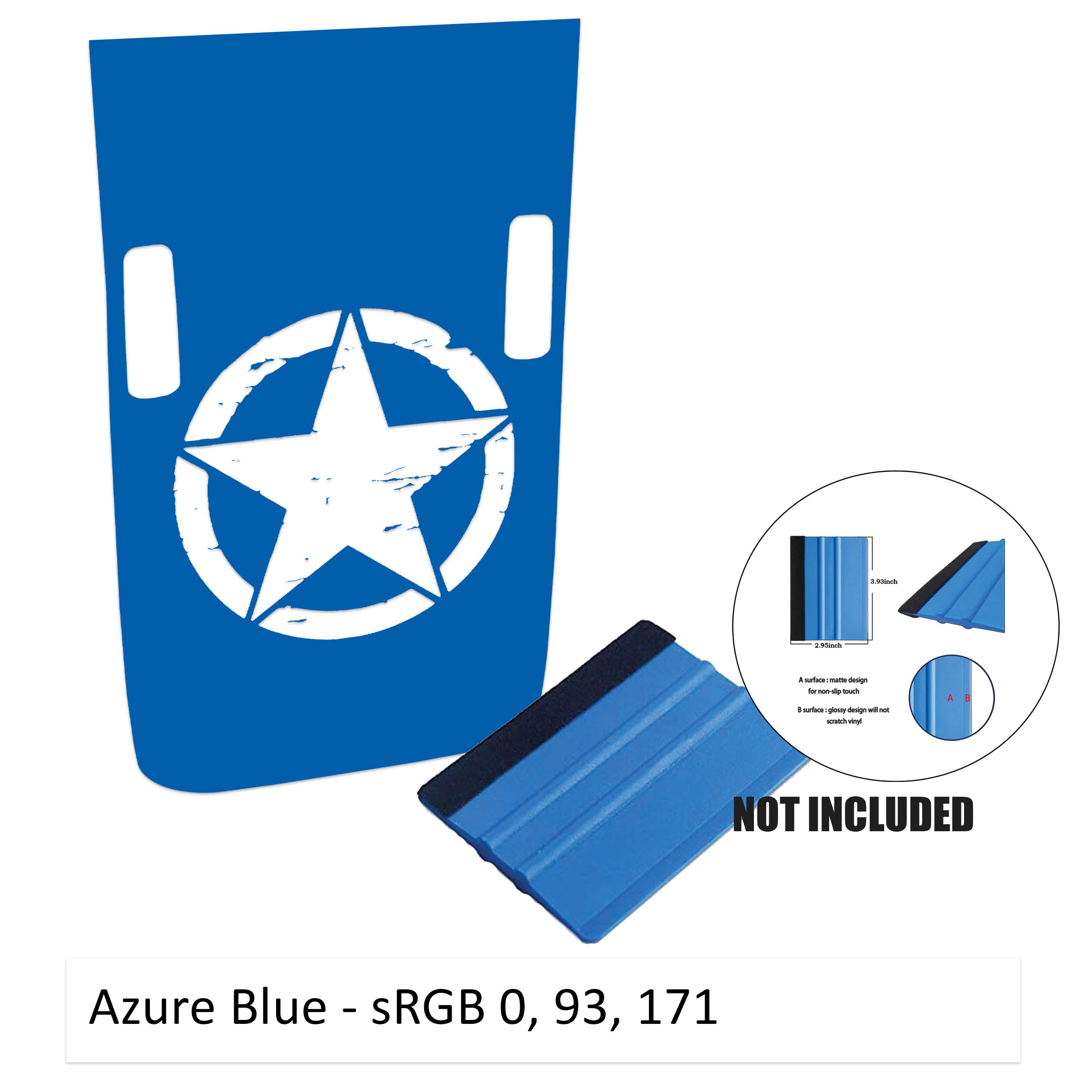 Azure blue Distressed Star Power-Dome Rubicon JL JT hood blackout Jeep decal in azure blue