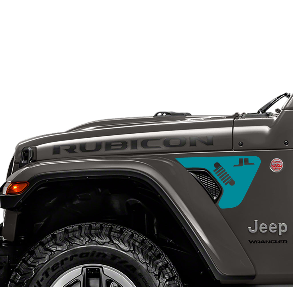 Wrangler with JL Lettering Fender Vent Vinyl Transfer Decal - Fits Jeep Wrangler JL/Jeep Gladiator JT 2018+