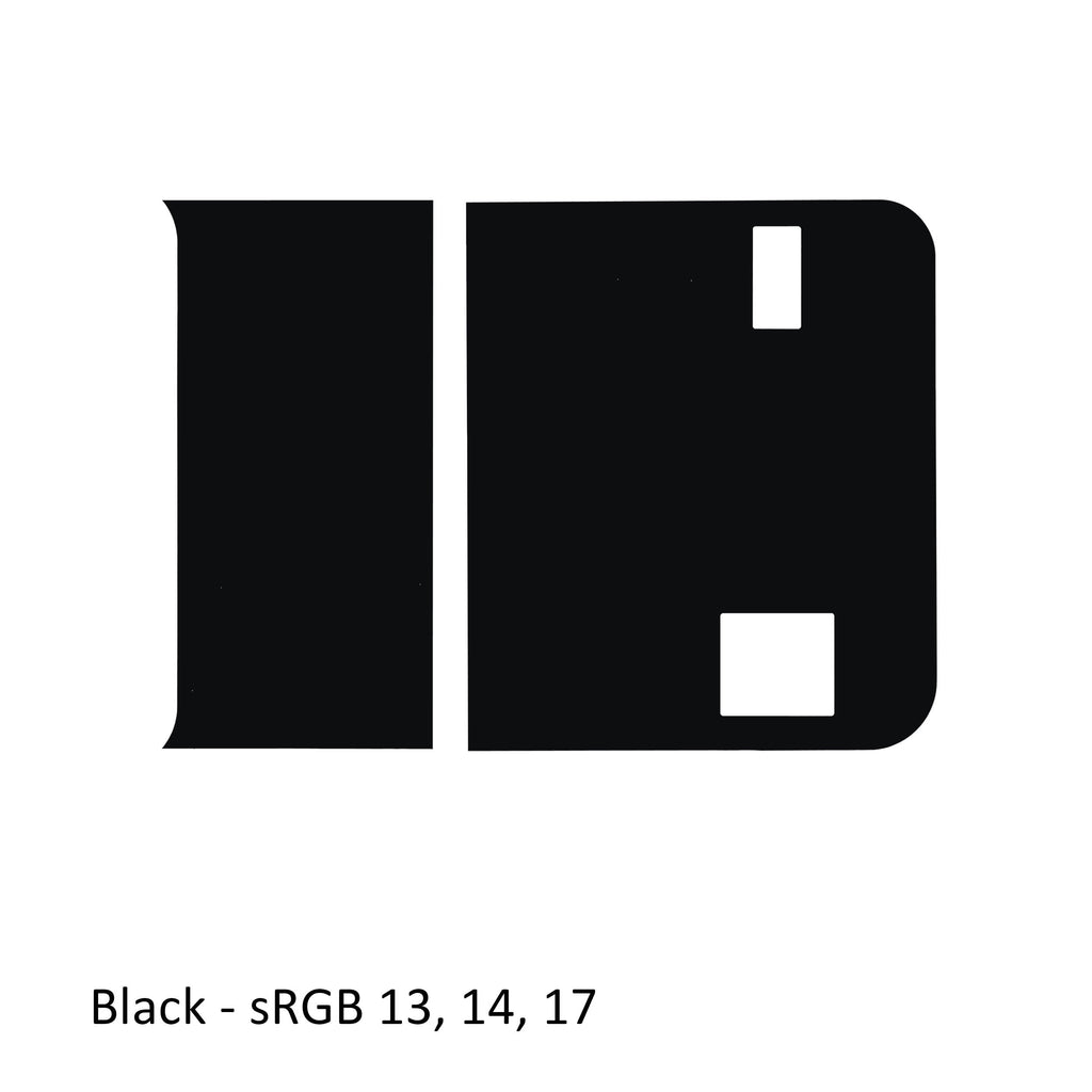 JL rear door tailgate blackout 1-layer vinyl decal cutout shape for 2018-2025 Jeep Wrangler JL