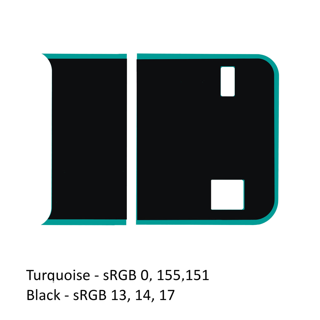 JL Rear Door Tailgate Bordered Blackout 2-Color Decal