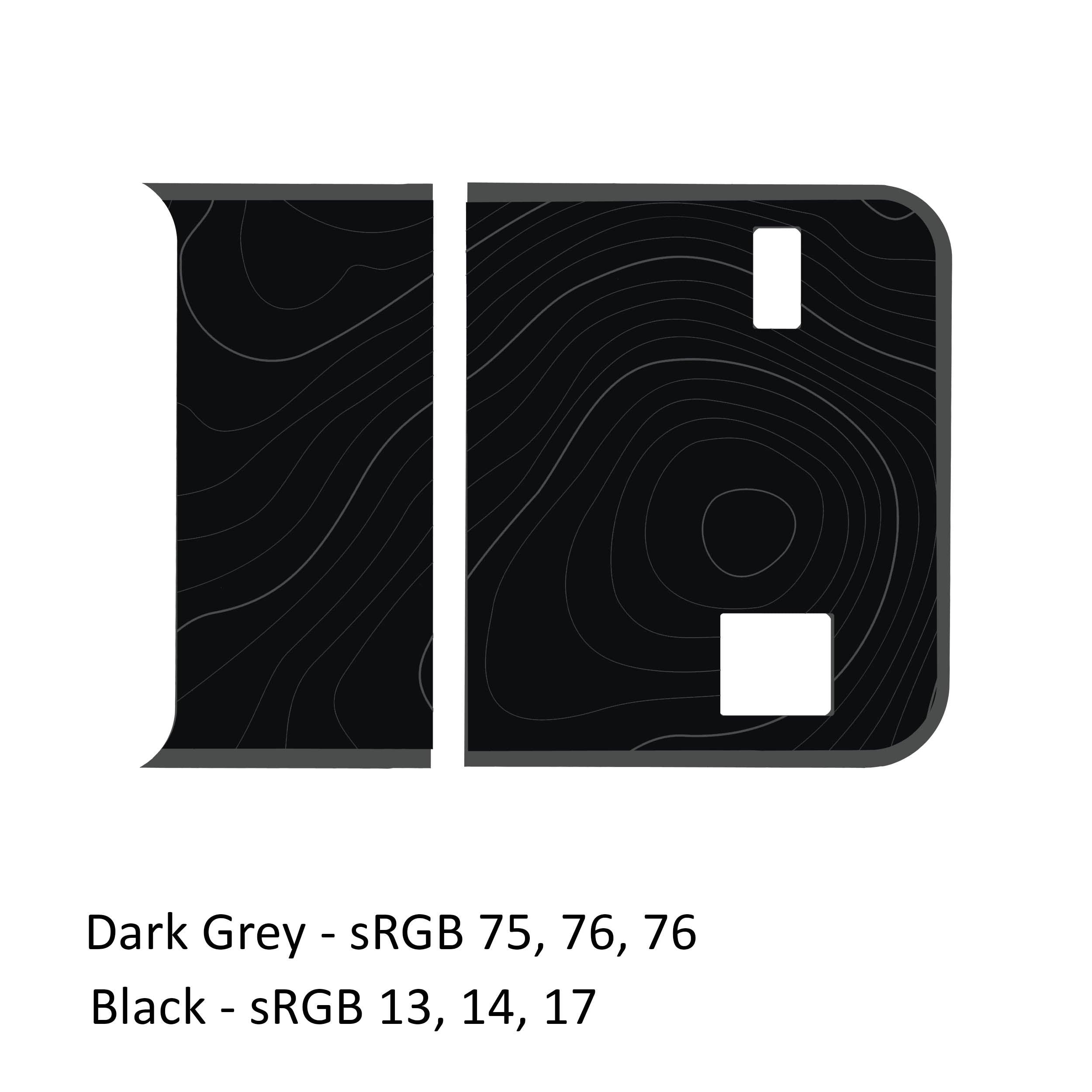 Dark gray topographic bordered blackout tailgate decal pictured on JL Wrangler rear door