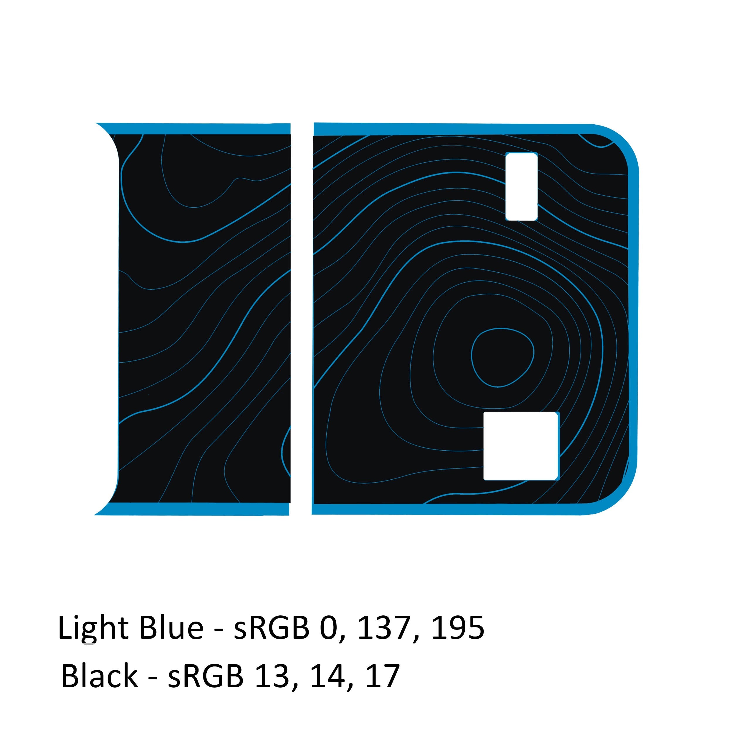 Light teal and black topographic bordered blackout tailgate decal pictured on JL Wrangler rear