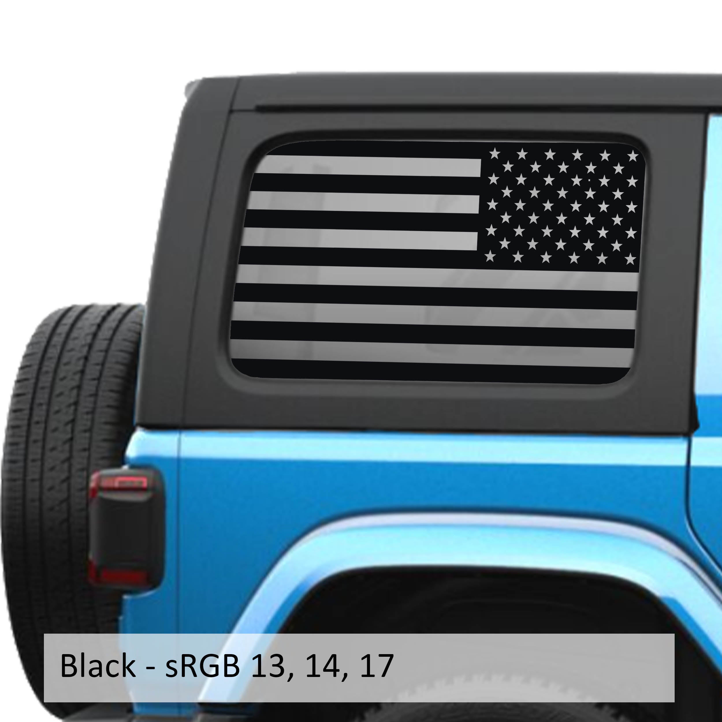 Black American flag JLU hardtop window decal set for Jeep Wrangler JLU 2018 plus four-door