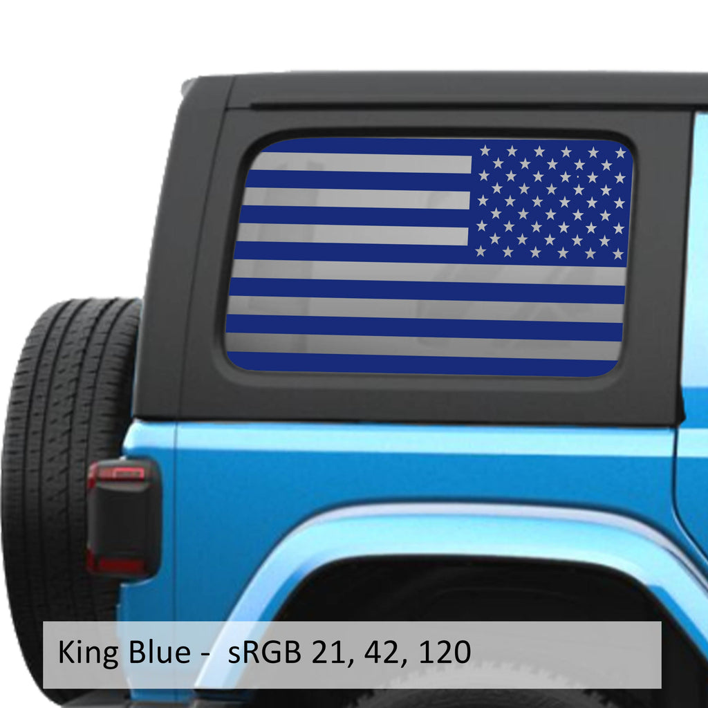 King blue American flag JLU hardtop window decal set for Jeep Wrangler JLU 2018 plus