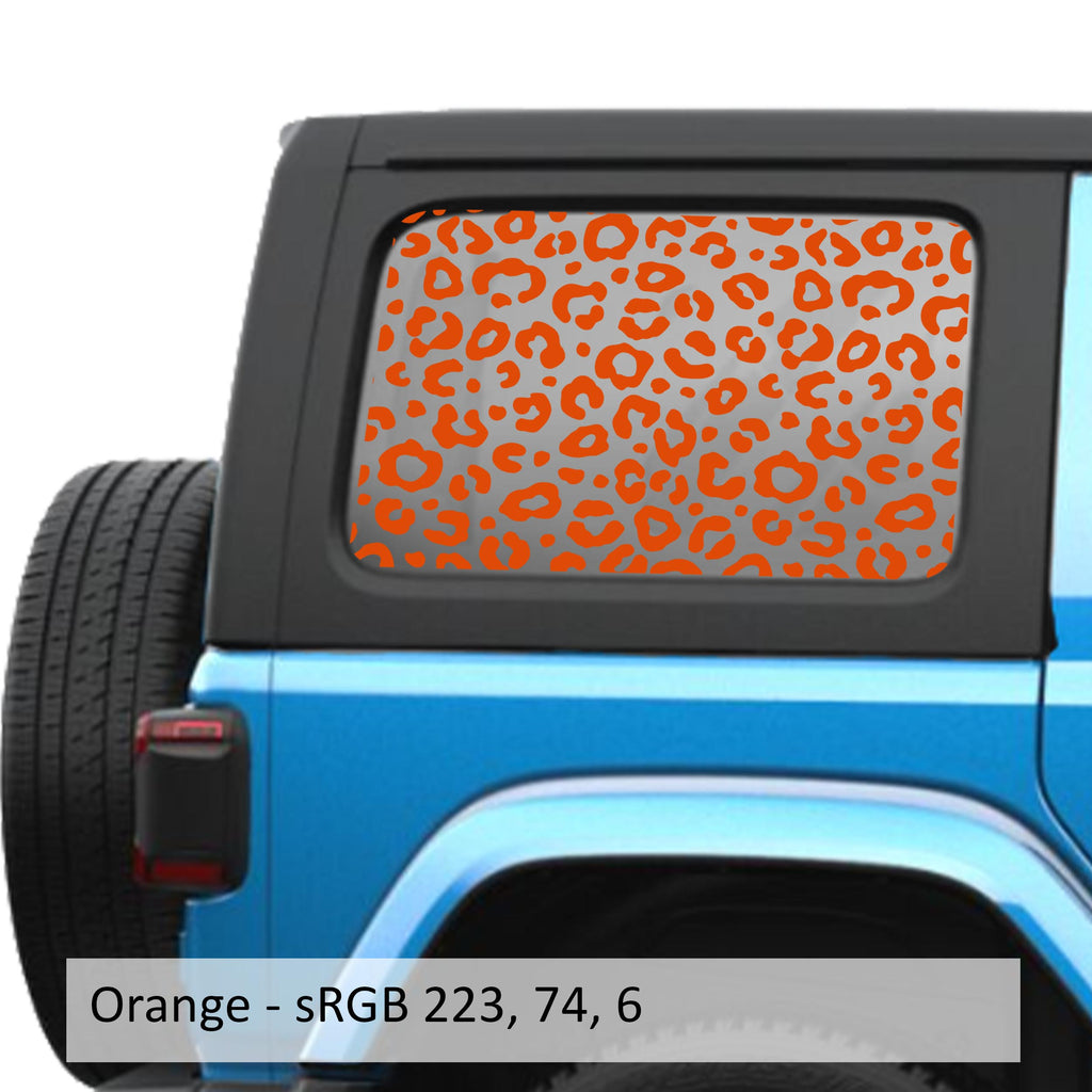 Orange leopard cheetah print JLU hardtop window decal set for Jeep Wrangler JLU 2018 plus