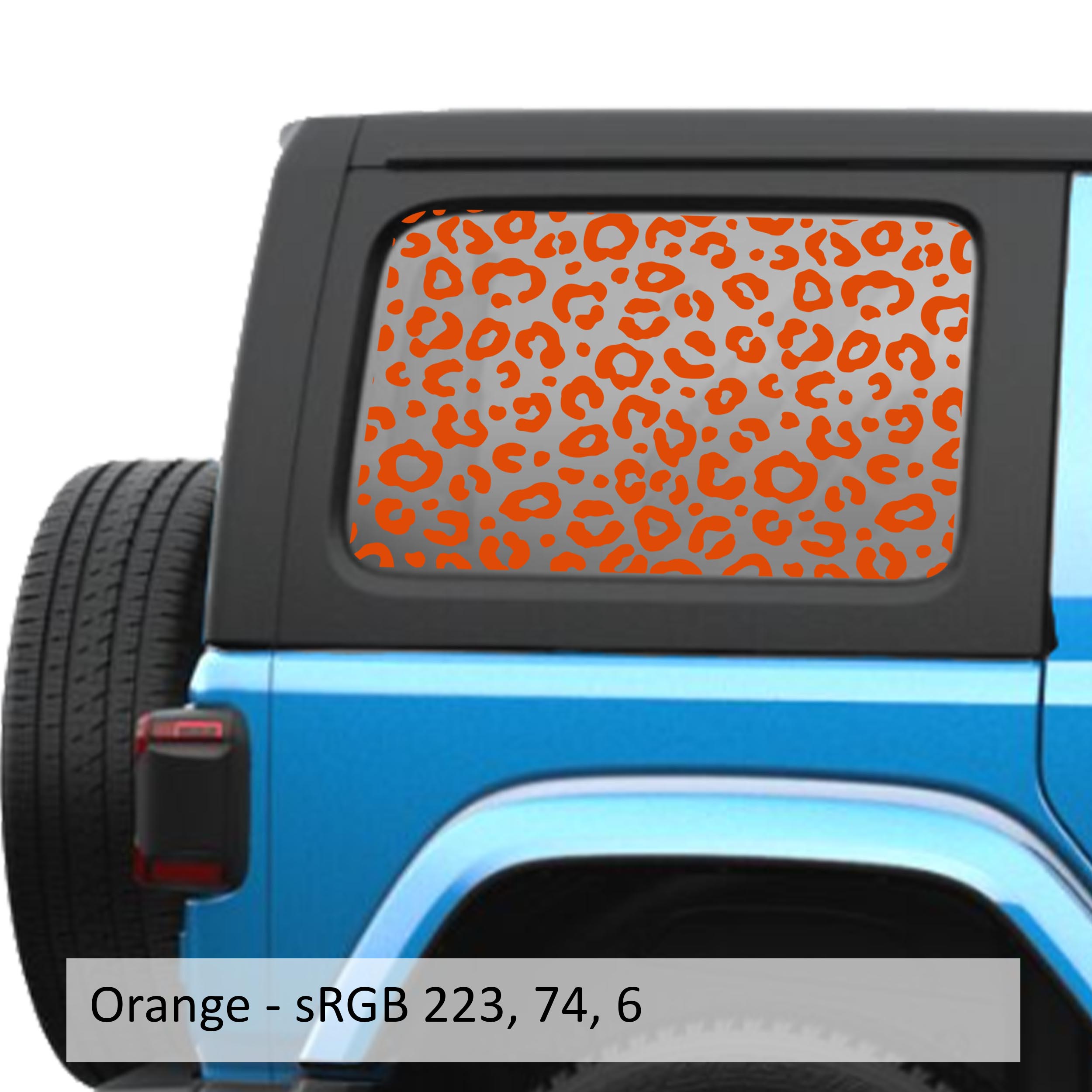 Orange leopard cheetah print JLU hardtop window decal set for Jeep Wrangler JLU 2018 plus