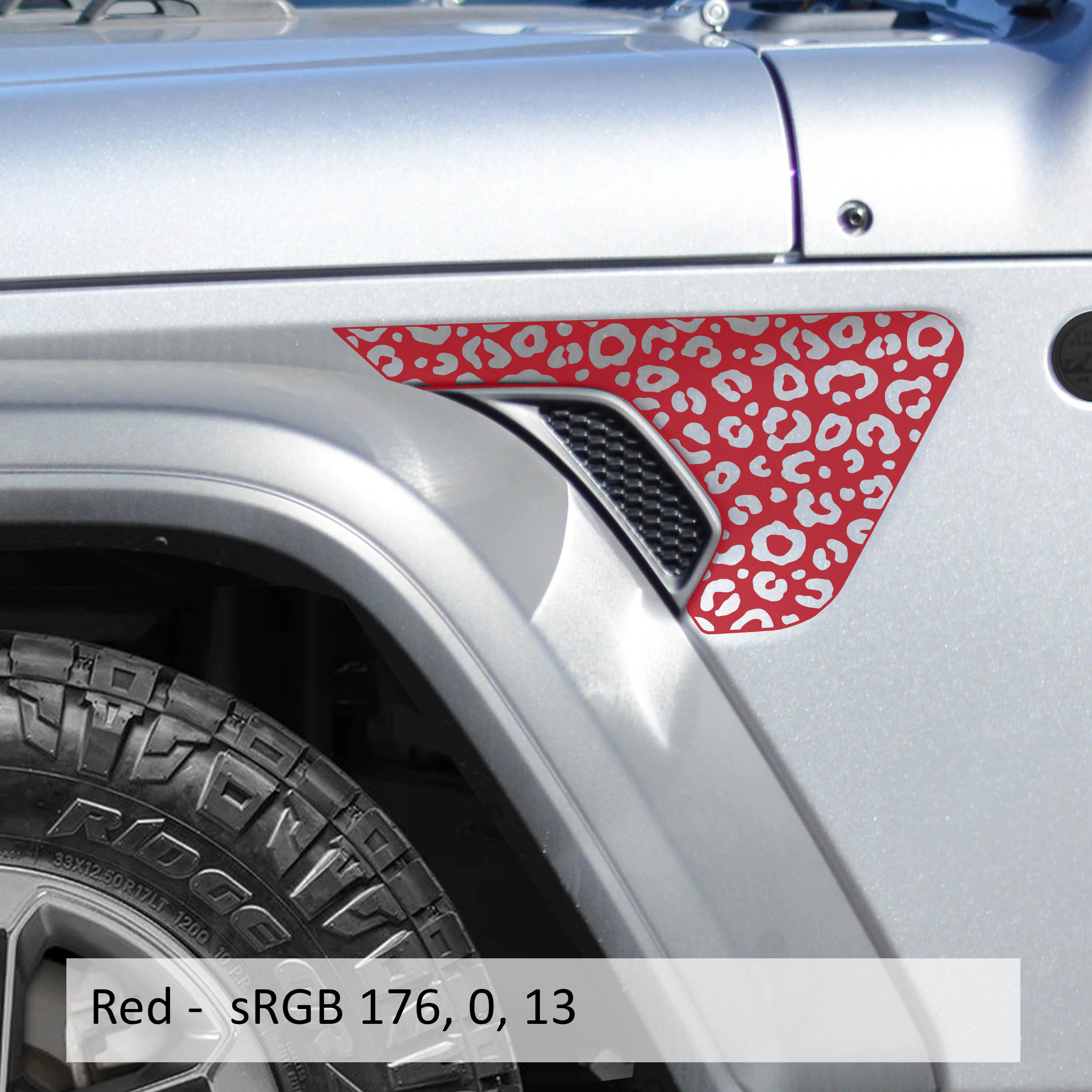 Red leopard print billet fender vent decal for Jeep Wrangler JL Gladiator JT 2018 plus