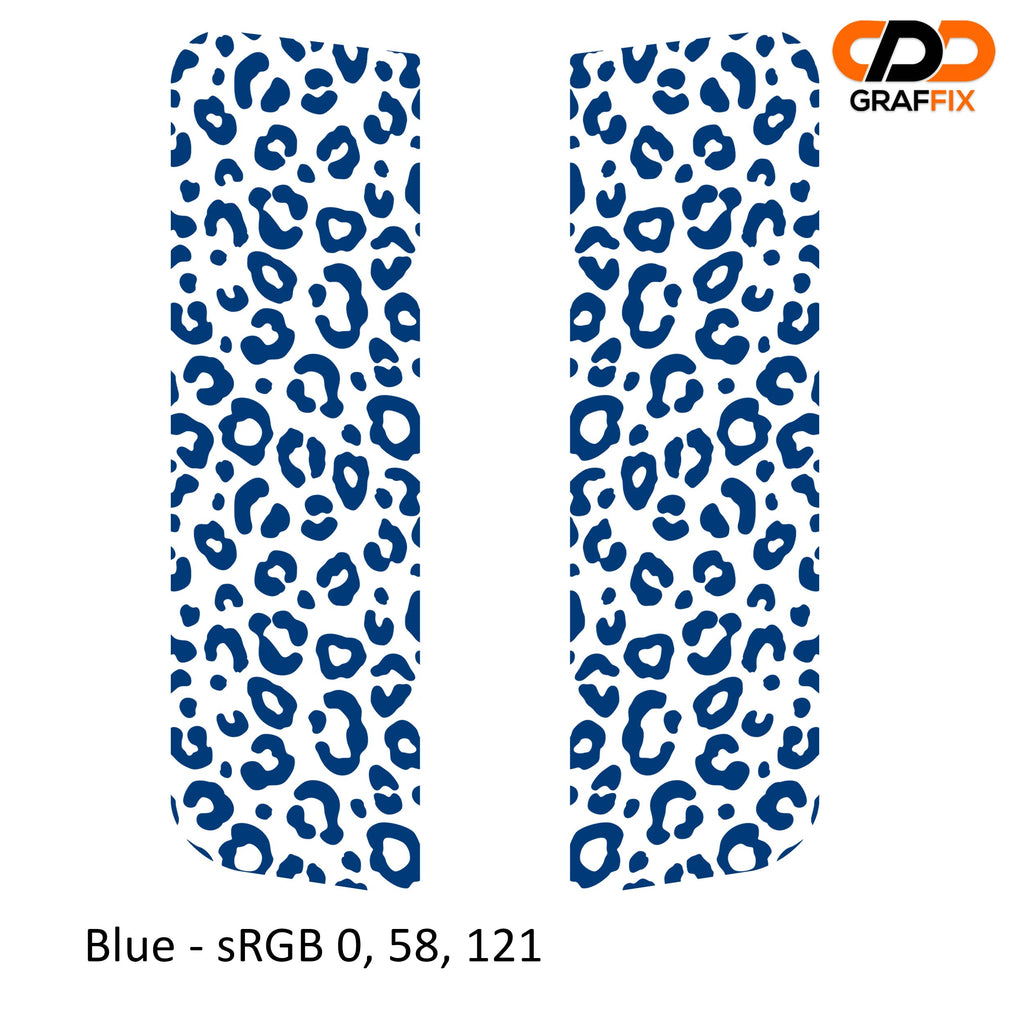 Blue leopard print side window decal set for Jeep Wrangler JKU 2007 to 2018 four-door