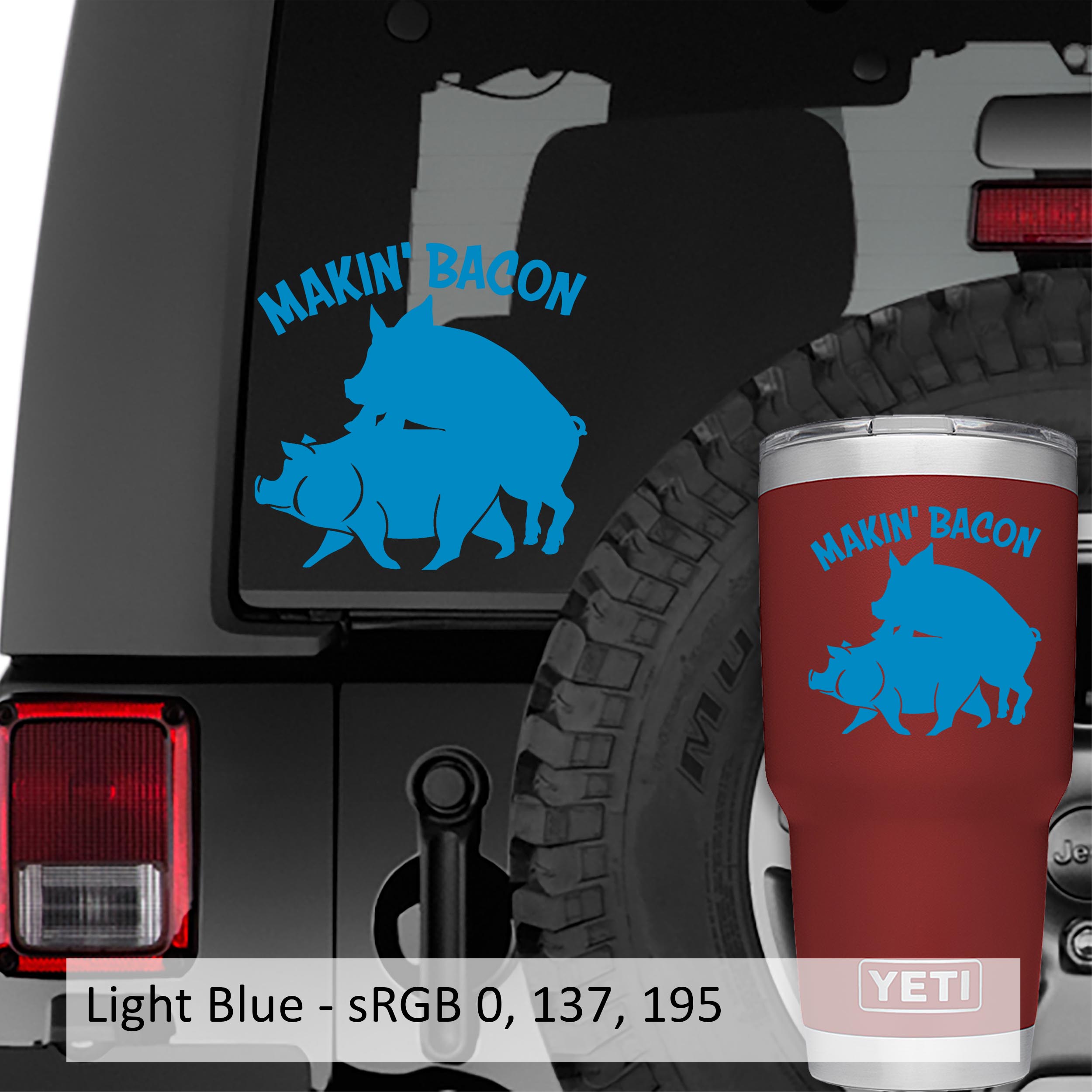 Funny Pigs Makin Bacon Vinyl Decal