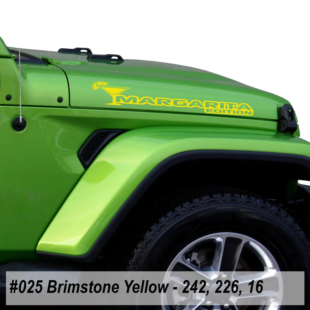 Yellow Margarita Edition hood decal pair color swatch for Jeep Wrangler side hood application