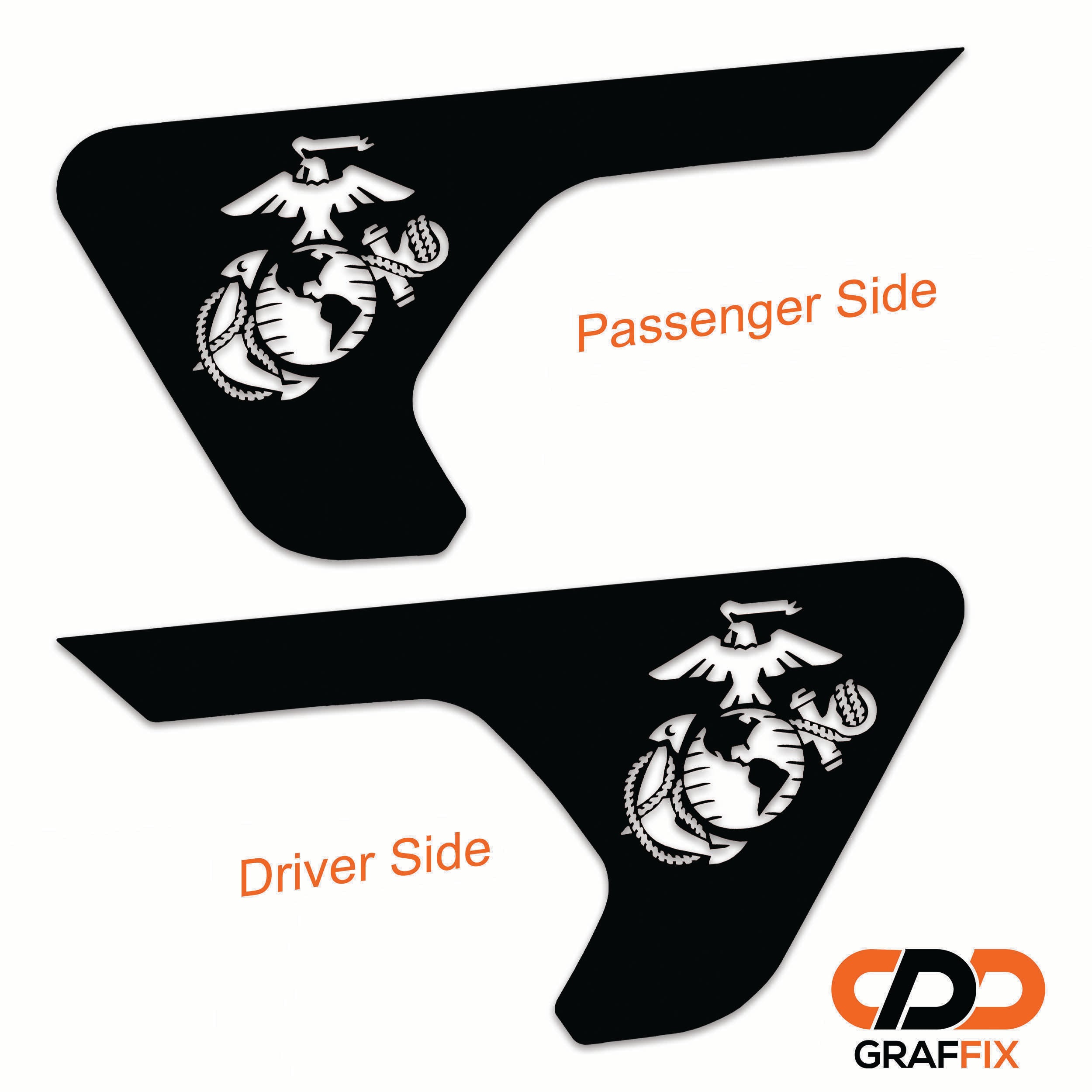 White Marine Corps EGA logo fender vent transfer decal pair for JL JLU Gladiator JT