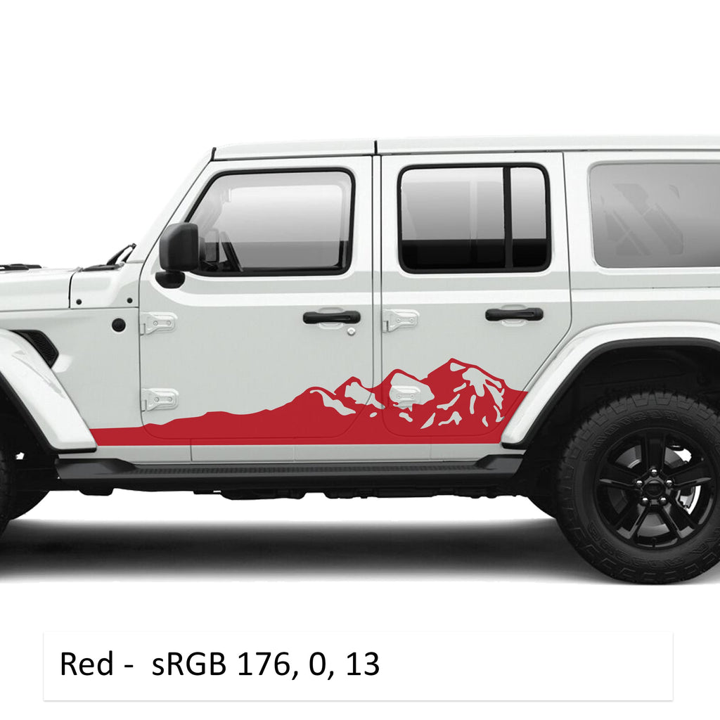 Mountain Rocker Panel Vinyl Graphic Kit - Fits Jeep Wrangler JLU 4 Door 2018+