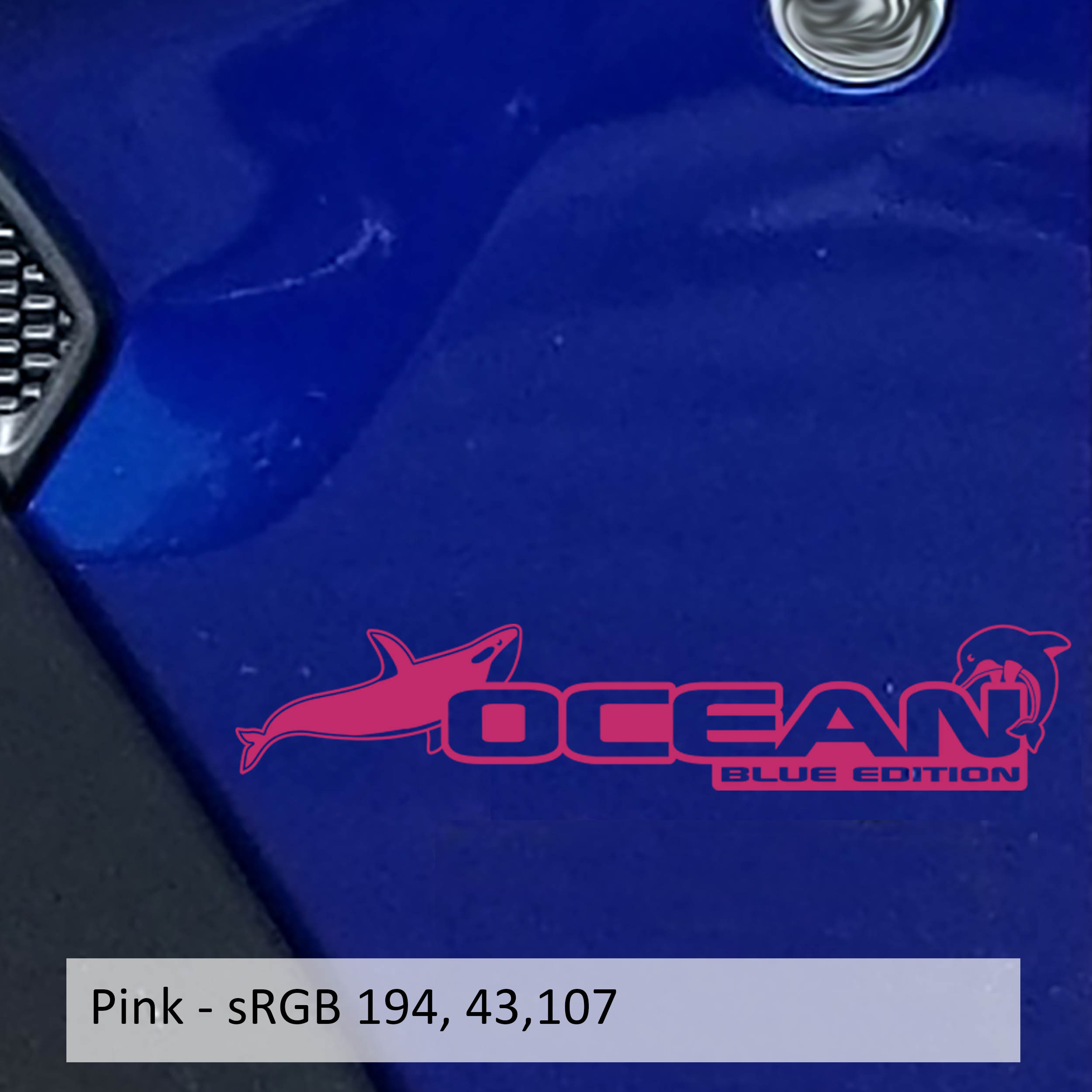 Pink Ocean Blue Edition dolphin side hood vinyl decal for Jeep Wrangler Gladiator JL JT