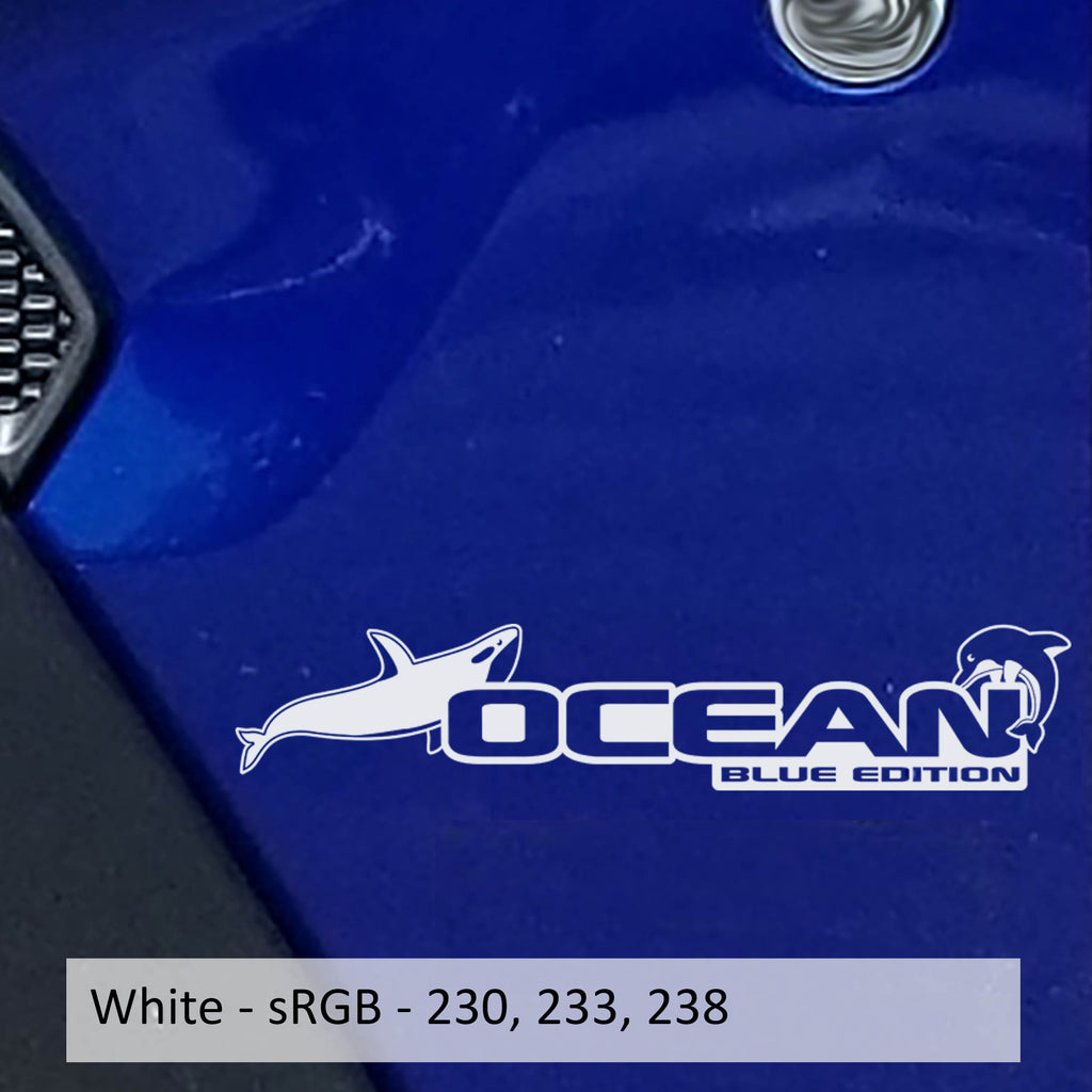 White Ocean Blue Edition dolphin side hood vinyl decal for Jeep Wrangler Gladiator JL JT