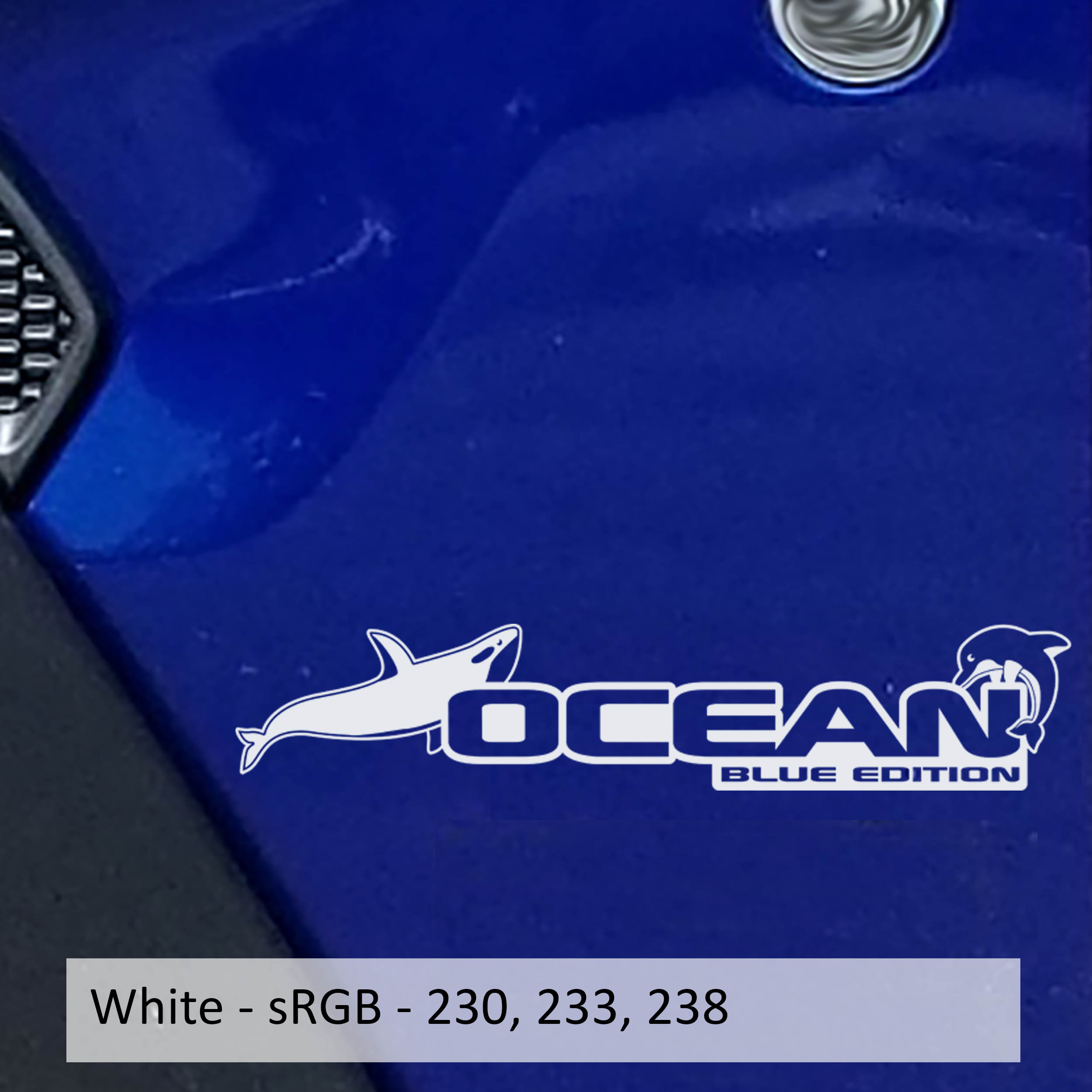 White Ocean Blue Edition dolphin side hood vinyl decal for Jeep Wrangler Gladiator JL JT