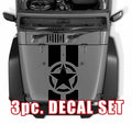Alpha Romeo Military Star Black Out Hood 3 Piece Vinyl Decal Set