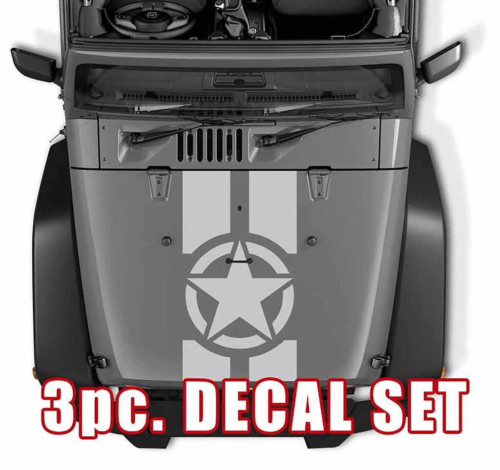 Alpha Romeo Military Star Black Out Hood 3 Piece Vinyl Decal Set