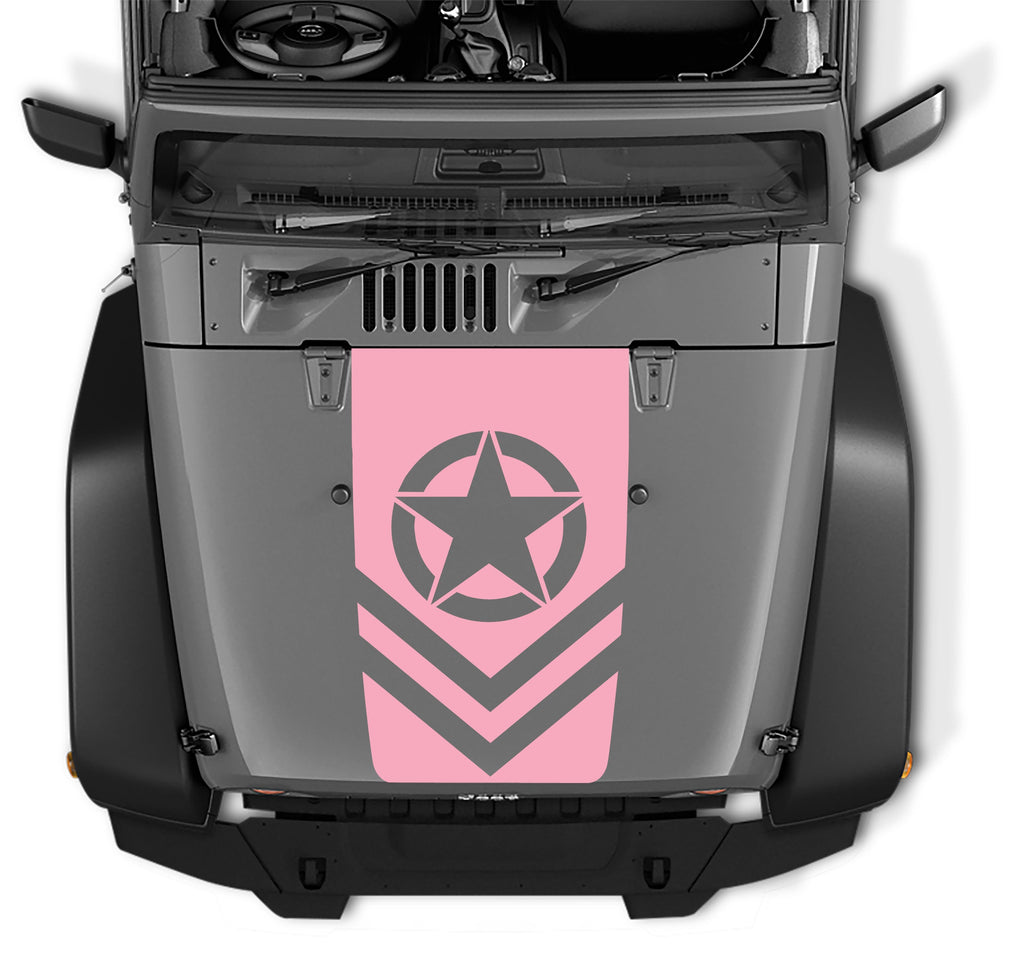 Chevron Alpha Romeo Army Star Black Out Hood Decal