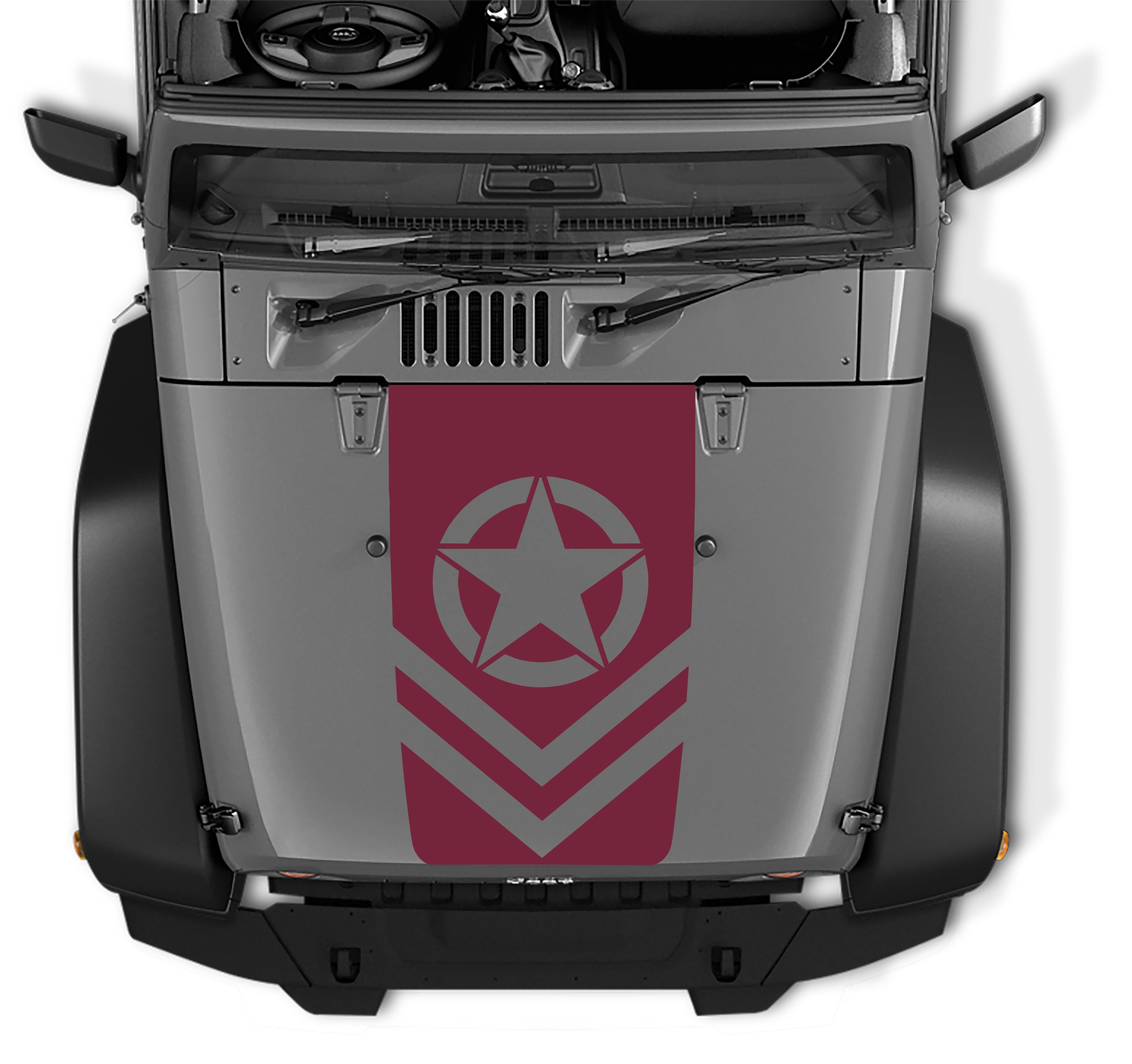 Chevron Alpha Romeo Army Star Black Out Hood Decal