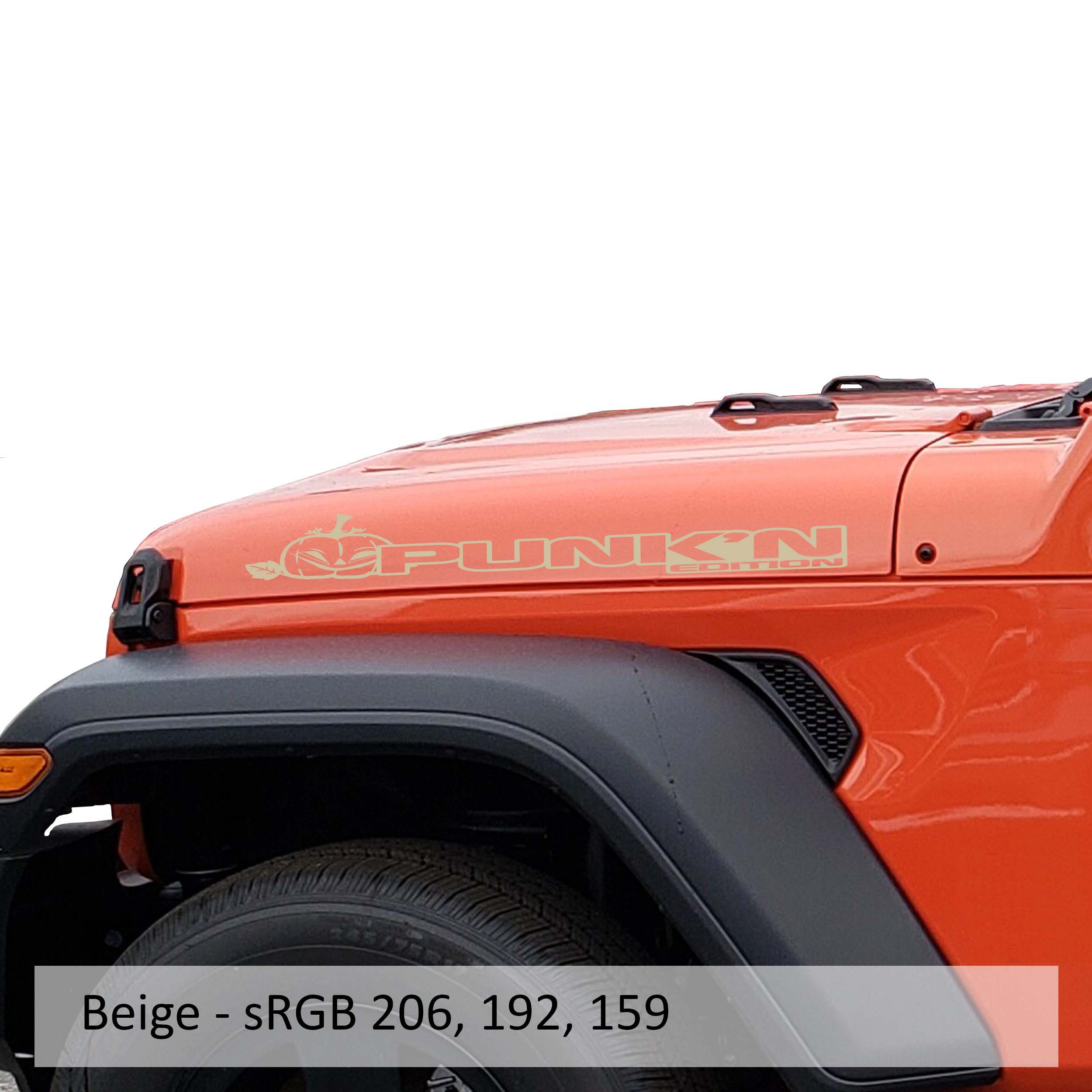 Burgundy Punkn Edition hood decal pair color swatch for Jeep Wrangler side hood application