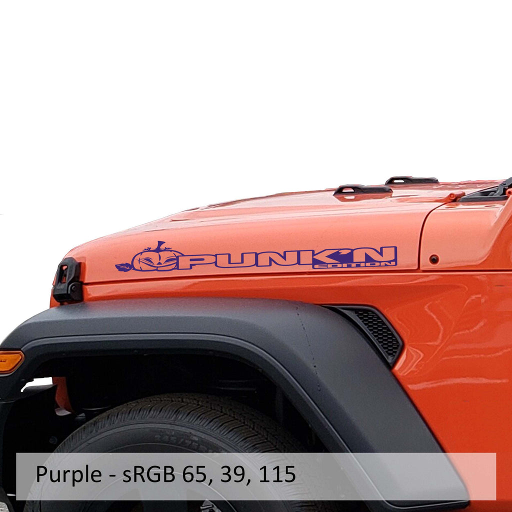 Purple Punkn Edition hood decal pair color swatch for Jeep Wrangler side hood application