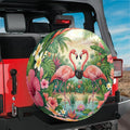 Tropical Flamingo Floral Spare Tire Cover