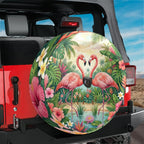 Tropical Flamingo Floral Spare Tire Cover