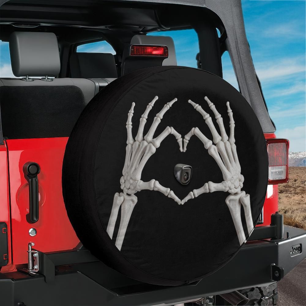 Skeleton Hands Forming Heart Spare Tire Cover