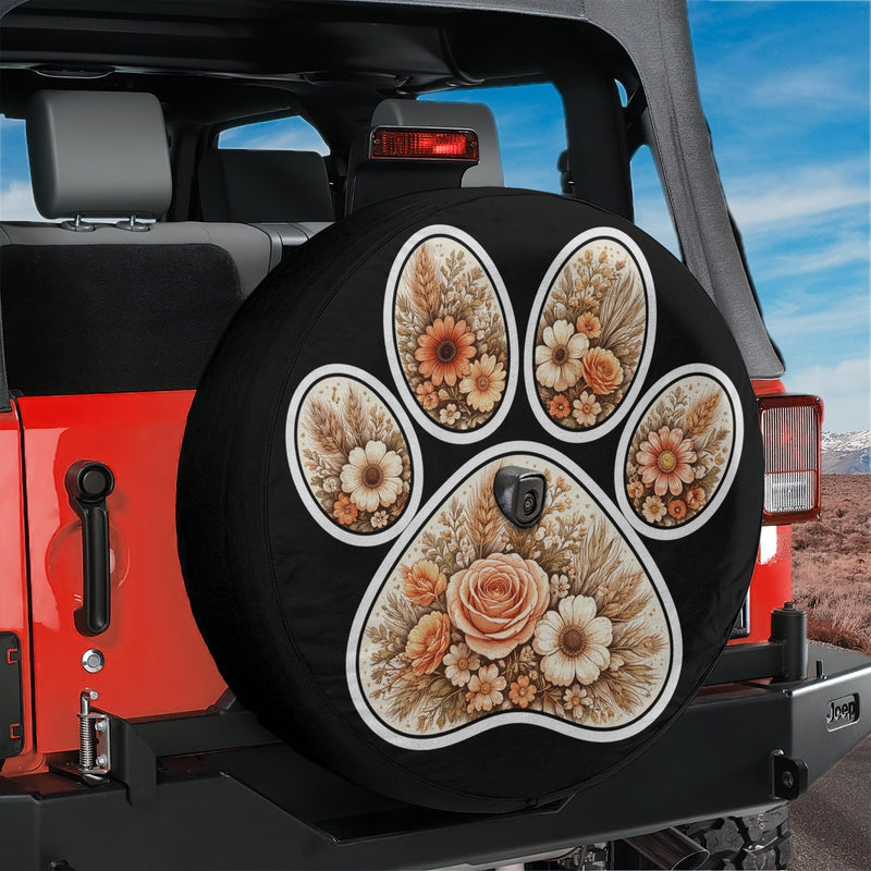 Boho Flower Paw Print Spare Tire Cover