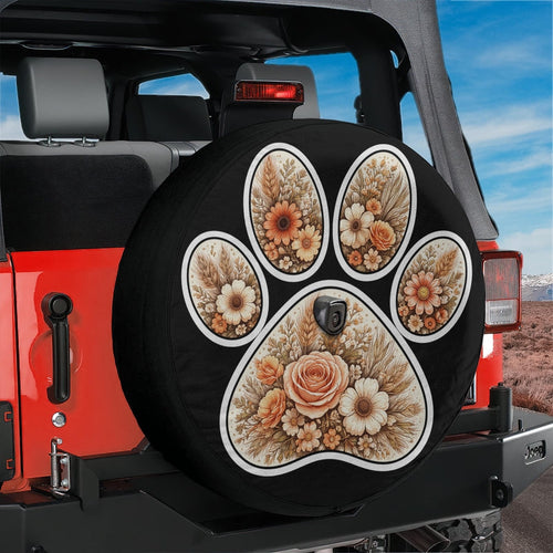 Boho Flower Paw Print Spare Tire Cover