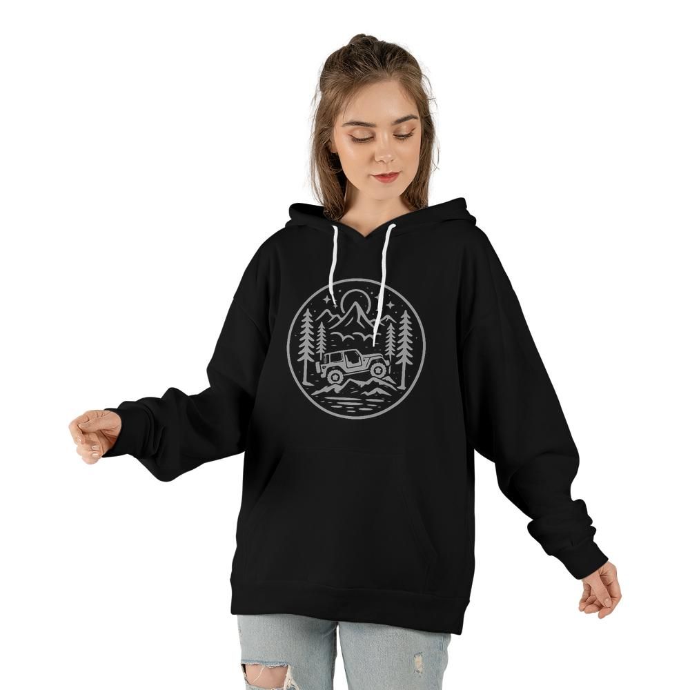 Moonlight Adventure Unisex Hoodie | Off Road Line Art Graphic