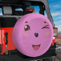 Pink Kawaii Smiling Face Spare Tire Cover