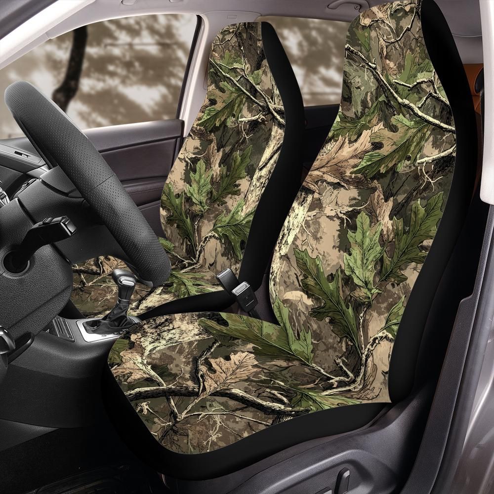 Oakbrush Woodland Camo Front Car Seat Covers for Front Bucket Seats – Universal Fit