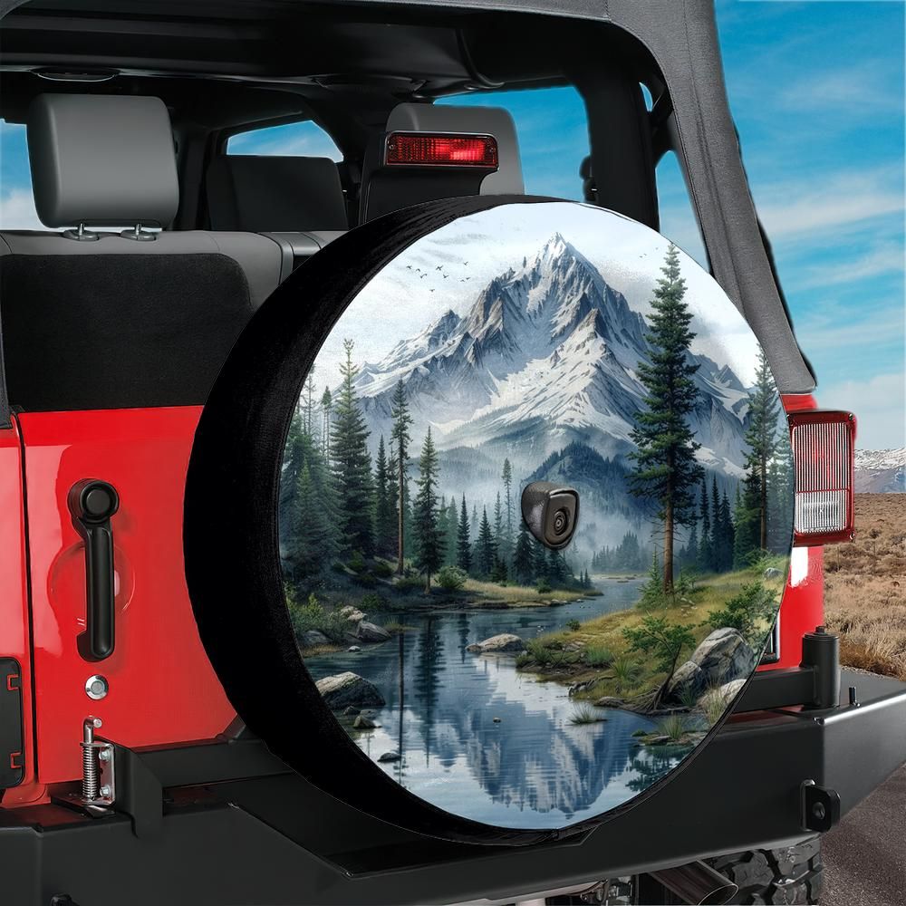 Scenic Mountain River Landscape Spare Tire Cover