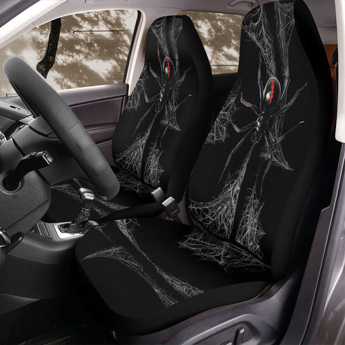 Black Widow Spider Web Car Seat Covers for Front Bucket Seats – Universal Fit