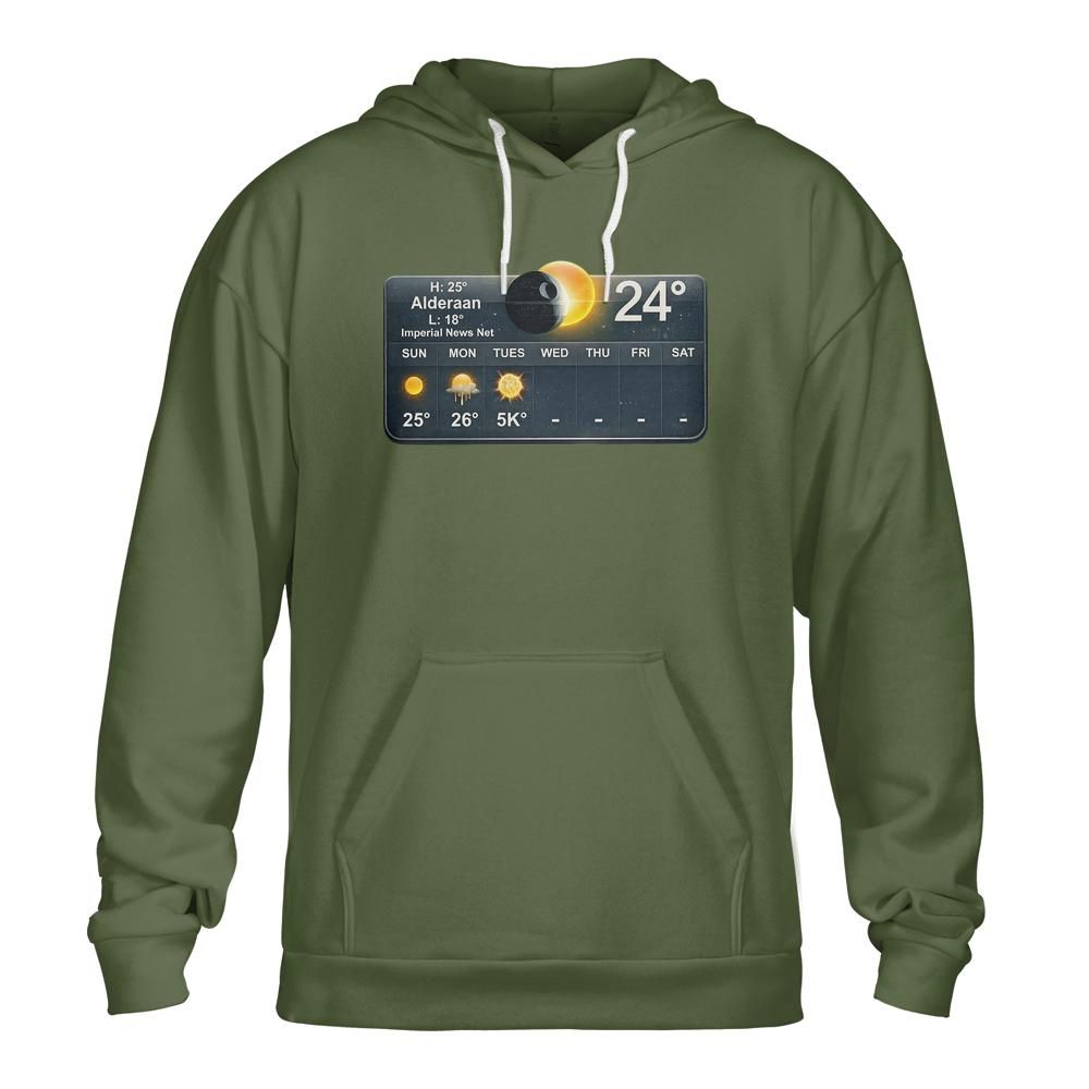 Alderaan Weather Hoodie: Galactic Humor Unisex Sweatshirt
