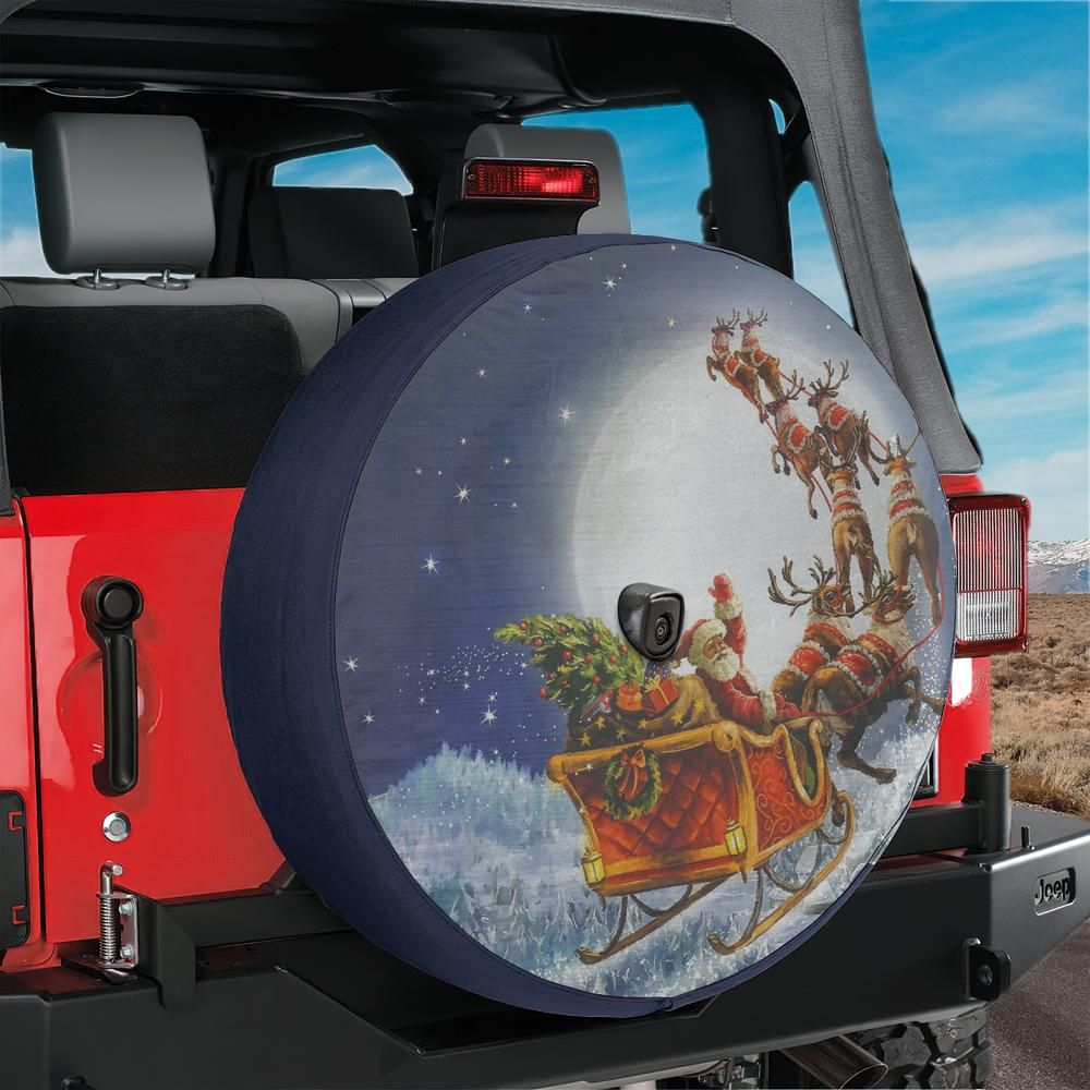 Santas Sleigh Ride Christmas Night Spare Tire Cover