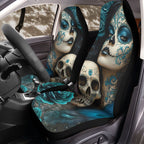 Turquoise Dia de los Muertos Seat Covers for Front Bucket Seats – Universal Fit